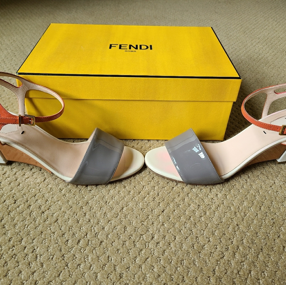 Fendi women's shoes wedge 3 inch heel